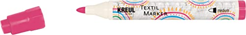 KREUL 90763 - Textil Marker medium, pink, mit großer unempfindlicher Faserspitze, Strichstärke circa 2 bis 4 mm, Stoffmalstift für helle Stoffe und Textilien, waschecht nach Fixierung von Kreul