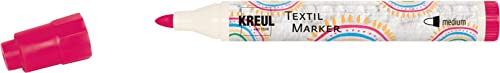 KREUL 90773 - Textil Marker medium, Karminrot, Strichstärke circa 2 bis 4 mm, Stoffmalstift für helle Stoffe & Textilien, waschecht nach Fixierung von Kreul
