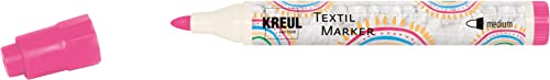 KREUL 90776 - Textil Marker medium, neonpink, mit großer unempfindlicher Faserspitze, Strichstärke circa 2 bis 4 mm, Stoffmalstift für helle Stoffe und Textilien, waschecht nach Fixierung von Kreul
