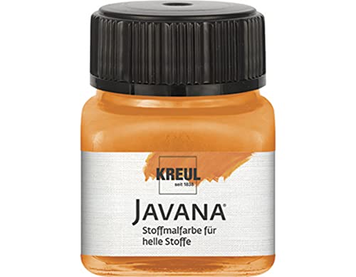 KREUL 90903 - Javana Stoffmalfarbe für helle Stoffe, 20 ml Glas in orange, geschmeidige Farbe auf Wasserbasis mit cremigem Charakter, dringt fasertief ein, waschecht nach Fixierung von Kreul