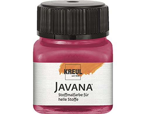 KREUL 90938 - Javana Stoffmalfarbe für helle Stoffe, 20 ml Glas in rubinrot, geschmeidige Farbe auf Wasserbasis mit cremigem Charakter, dringt fasertief ein, waschecht nach Fixierung von Kreul