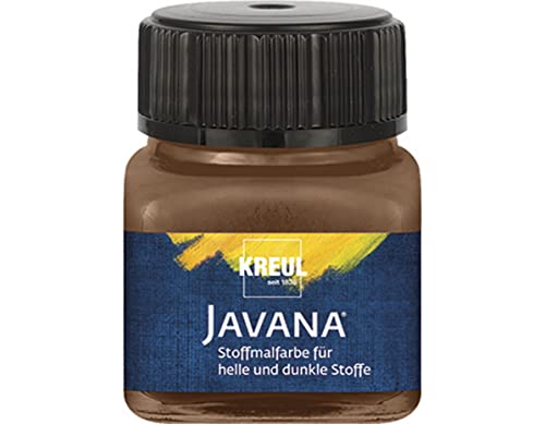 KREUL 90959 - Javana Stoffmalfarbe für helle und dunkle Stoffe, 20 ml Glas rehbraun, brillante Farbe auf Wasserbasis, pastoser Charakter, zum Stempeln und Schablonieren, nach Fixierung waschecht von Kreul