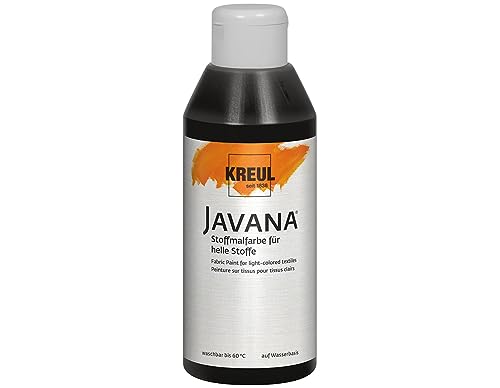 KREUL 91310 - Javana Stoffmalfarbe für helle Stoffe, 250 ml Glas in schwarz, geschmeidige Farbe auf Wasserbasis mit cremigem Charakter, dringt fasertief ein, waschecht nach Fixierung von Kreul