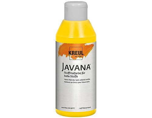 KREUL 91312 - Javana Stoffmalfarbe für helle Stoffe, 250 ml Glas in goldgelb, geschmeidige Farbe auf Wasserbasis mit cremigem Charakter, dringt fasertief ein, waschecht nach Fixierung von Kreul