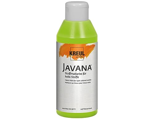 KREUL 91313 - Javana Stoffmalfarbe für helle Stoffe, 250 ml Glas in maigrün, geschmeidige Farbe auf Wasserbasis mit cremigem Charakter, dringt fasertief ein, waschecht nach Fixierung von Kreul