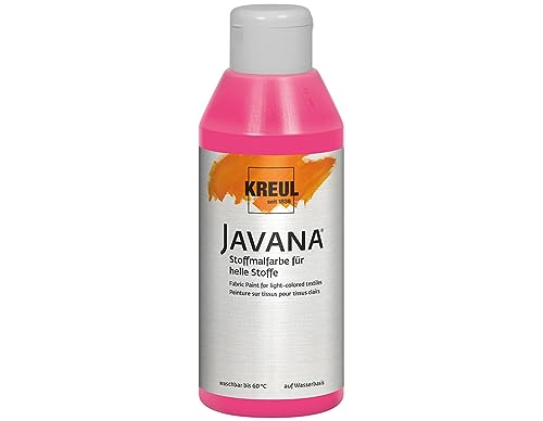 KREUL 91336 - Javana Stoffmalfarbe für helle Stoffe, 250 ml Glas in pink, geschmeidige Farbe auf Wasserbasis mit cremigem Charakter, dringt fasertief ein, waschecht nach Fixierung von Kreul