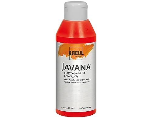 KREUL 91341 - Javana Stoffmalfarbe für helle Stoffe, 250 ml Glas in rot, geschmeidige Farbe auf Wasserbasis mit cremigem Charakter, dringt fasertief ein, waschecht nach Fixierung von Kreul