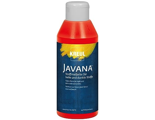 KREUL 91463 - Javana Stoffmalfarbe für helle und dunkle Stoffe, 250 ml Flasche rot, brillante Farbe auf Wasserbasis, pastoser Charakter, zum Stempeln und Schablonieren, nach Fixierung waschecht KREUL 91463 - Javana Stoffmalfarbe für helle und dunkle Stoffe, 250 ml Flasche rot, brillante Farbe auf Wasserbasis, pastoser Charakter, zum Stempeln und Schablonieren, nach Fixierung waschecht von Kreul