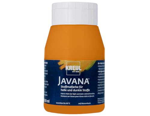 Kreul 91558 - Javana Stoffmalfarbe für helle und dunkle Stoffe, auf Wasserbasis, brillante Farbe mit pastosem Charakter, lichtecht und waschbeständig, 500 ml Flasche, orange Kreul 91558 - Javana Stoffmalfarbe für helle und dunkle Stoffe, auf Wasserbasis, brillante Farbe mit pastosem Charakter, lichtecht und waschbeständig, 500 ml Flasche, orange von Kreul