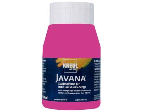 Kreul 91569 - Javana Stoffmalfarbe für helle und dunkle Stoffe, 500 ml Flasche magenta, brillante Farbe auf Wasserbasis, pastoser Charakter, zum Stempeln und Schablonieren, nach Fixierung waschecht Kreul 91569 - Javana Stoffmalfarbe für helle und dunkle Stoffe, 500 ml Flasche magenta, brillante Farbe auf Wasserbasis, pastoser Charakter, zum Stempeln und Schablonieren, nach Fixierung waschecht von Kreul