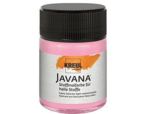 KREUL 91927 - Javana Stoffmalfarbe für helle Stoffe, 50 ml Glas in leuchtrosa, geschmeidige Farbe auf Wasserbasis mit cremigem Charakter, dringt fasertief ein, waschecht nach Fixierung von Kreul