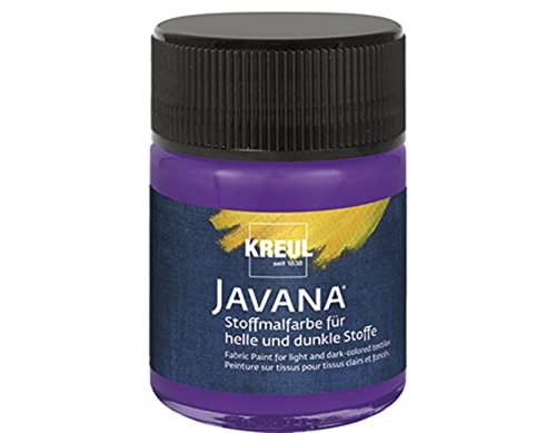 KREUL 91957 - Javana Stoffmalfarbe für helle und dunkle Stoffe, 50 ml Glas violett, brillante Farbe auf Wasserbasis, pastoser Charakter, zum Stempeln und Schablonieren, nach Fixierung waschecht KREUL 91957 - Javana Stoffmalfarbe für helle und dunkle Stoffe, 50 ml Glas violett, brillante Farbe auf Wasserbasis, pastoser Charakter, zum Stempeln und Schablonieren, nach Fixierung waschecht von Kreul