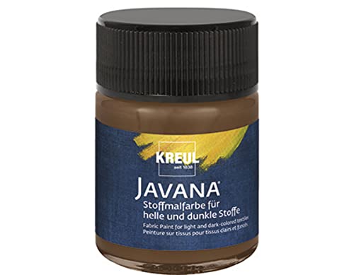 KREUL 91959 - Javana Stoffmalfarbe für helle und dunkle Stoffe, 50 ml Glas rehbraun, brillante Farbe auf Wasserbasis, pastoser Charakter, zum Stempeln und Schablonieren, nach Fixierung waschecht von Kreul
