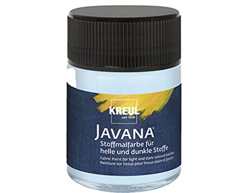 KREUL 91979 - Javana Stoffmalfarbe für helle und dunkle Stoffe, 50 ml Glas eisblau, brillante Farbe auf Wasserbasis, pastoser Charakter, zum Stempeln und Schablonieren, nach Fixierung waschecht KREUL 91979 - Javana Stoffmalfarbe für helle und dunkle Stoffe, 50 ml Glas eisblau, brillante Farbe auf Wasserbasis, pastoser Charakter, zum Stempeln und Schablonieren, nach Fixierung waschecht von Kreul