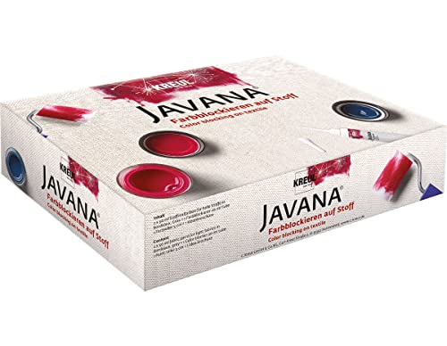 KREUL 91993 - Javana Farbblockieren auf Stoff, Kreativ Set für helle Stoffe, 2 x 50 ml Farbe in bordeaux und grau, 20 ml Farbblockierer, Farbrolle ca. 5 cm und Ideenbroschüre von Kreul