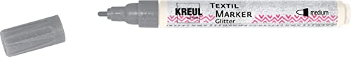KREUL 92669 - Javana Texi Mäx Glitter, silber, mit Rundspitze ca. 2 - 4 mm, Stoffmalstift für helle und dunkle Stoffe, mit Glitzereffekt, waschecht nach Fixierung von Kreul