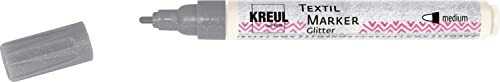 KREUL 92669 - Javana Texi Mäx Glitter, silber, mit Rundspitze ca. 2 - 4 mm, Stoffmalstift für helle und dunkle Stoffe, mit Glitzereffekt, waschecht nach Fixierung von Kreul