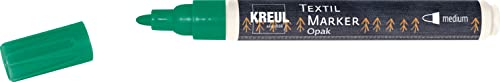KREUL 92767 - Textil Marker Opak medium, grün, mit Rundspitze, Strichstärke circa 2 bis 4 mm, deckender Stoffmalstift zum Gestalten von hellen und dunklen Stoffen, waschecht nach Fixierung von Kreul