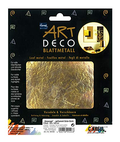 Kreul 99406 - Blattmetall Smaragd geflammt grün / gold, 6 Blatt je ca. 14 x 14 cm, zum Veredeln von Holz, Papier, Leinwand, Styropor, Wachs, Keramik und vielem mehr Kreul 99406 - Blattmetall Smaragd geflammt grün / gold, 6 Blatt je ca. 14 x 14 cm, zum Veredeln von Holz, Papier, Leinwand, Styropor, Wachs, Keramik und vielem mehr von Kreul