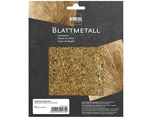 KREUL 99431 - Blattmetall-Flocken, gold, 2 g, für circa 0,33 m², zum Veredeln von Holz, Papier, Leinwand, Kartonage, Styropor, Kunststoff, Wachs, Keramik, Porzellan und vielem mehr von Kreul