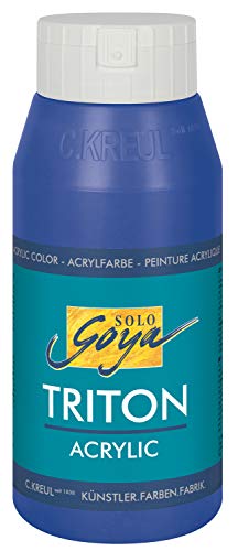 KREUL 17019 - Solo Goya Triton Acrylfarbe ultramarinblau, 750 ml Flasche, schnell und matt trocknend, Farbe auf Wasserbasis, in Studioqualität, vielseitig einsetzbar, gut deckend und ergiebig von Kreul