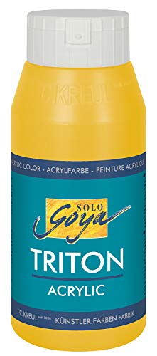 KREUL 17030 - Solo Goya Triton Acrylfarbe gold, 750 ml Flasche, schnell und matt trocknend, Farbe auf Wasserbasis, in Studioqualität, vielseitig einsetzbar, gut deckend und ergiebig von Kreul