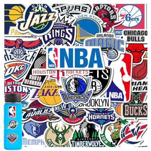 32 Stück Basketball Sport Aufkleber, Basketball Team Logo Aufkleber, Motivation,Benutzerdefinierte Graffiti Aufkleber, Wasserdichte Vinyl Aufkleber für Jungen Handy Laptop von Krilucly