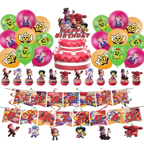 50 Stück Dekoration für Cartoon-Spielparty, Geburtstag, Dekoration, Cartoon, Geburtstagsfeier, Geburtstagsbanner, Latexballons, Kuchendekoration, Turbinii zum Aufhängen 50 Stück Dekoration für Cartoon-Spielparty, Geburtstag, Dekoration, Cartoon, Geburtstagsfeier, Geburtstagsbanner, Latexballons, Kuchendekoration, Turbinii zum Aufhängen von Krilucly