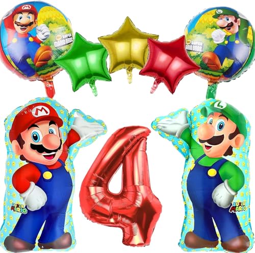 8 Stück Mario Geburtstag Deko 4 Jahr Kindergeburtstag Set, Cartoon Folienballons für Jungen Mädchen 8 Stück Mario Geburtstag Deko 4 Jahr Kindergeburtstag Set, Cartoon Folienballons für Jungen Mädchen von Krilucly