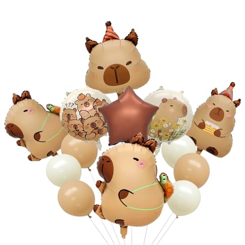 Capybara 13 Stück Folienballons, niedliche Kindergeburtstagsdekoration, Partydekoration für drinnen und draußen, Cartoon-Luftballons, wiederverwendbar, für Mädchen und Jungen Capybara 13 Stück Folienballons, niedliche Kindergeburtstagsdekoration, Partydekoration für drinnen und draußen, Cartoon-Luftballons, wiederverwendbar, für Mädchen und Jungen von Krilucly