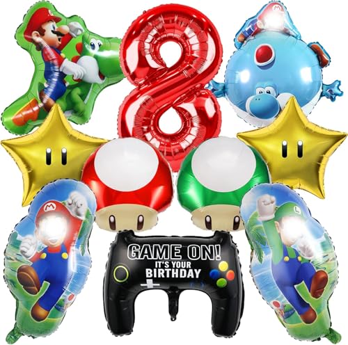 Krilucly 10 Stück Mario Geburtstag Deko 8 Jahre, Geburtstag Set, Kinder Mari Anime Geburtstagdeko Party Folienballon Dekorationen Balloons, Luftballons für Junge Mädchen Krilucly 10 Stück Mario Geburtstag Deko 8 Jahre, Geburtstag Set, Kinder Mari Anime Geburtstagdeko Party Folienballon Dekorationen Balloons, Luftballons für Junge Mädchen von Krilucly