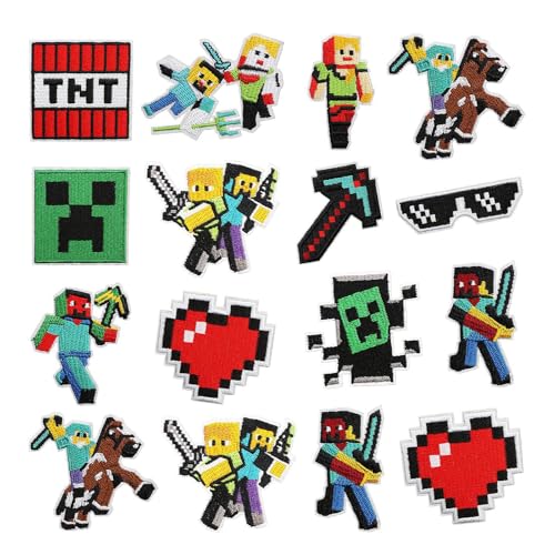 Krilucly 16 Stück Patches zum Aufbügeln, Aufnäher für Kinder, bestickt, für Jacken, Jeans, Rucksäcke, T-Shirt von Krilucly