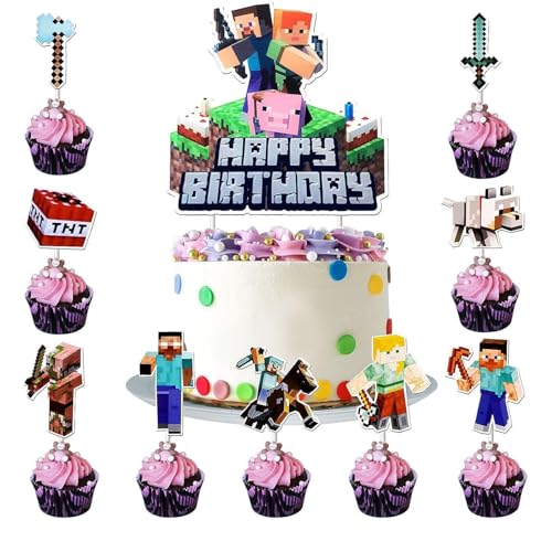 Krilucly 19 Stück Pixel Cake Topper, Video Game Kuchendekoration Geburtstag, Themenspiel Geburtstag Dekoration, Cupcake Dekorationen für Party, Dekoration für Geburtstagstorte Krilucly 19 Stück Pixel Cake Topper, Video Game Kuchendekoration Geburtstag, Themenspiel Geburtstag Dekoration, Cupcake Dekorationen für Party, Dekoration für Geburtstagstorte von Krilucly