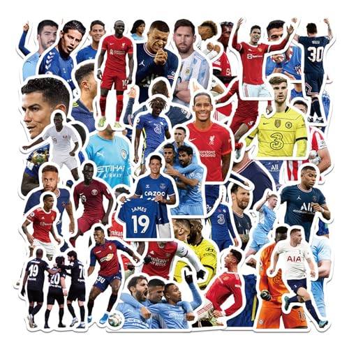 Krilucly 50 Stück Fußballstern-Aufkleber, Fußball-Aufkleber, Aufkleber für Kinder, Graffiti Aufkleber, Vinyl, wasserdicht, für Laptop, Sammelalbum, Koffer, Skateboard Krilucly 50 Stück Fußballstern-Aufkleber, Fußball-Aufkleber, Aufkleber für Kinder, Graffiti Aufkleber, Vinyl, wasserdicht, für Laptop, Sammelalbum, Koffer, Skateboard von Krilucly