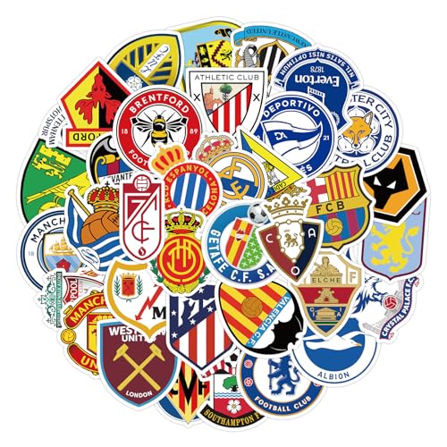 Krilucly 50 Stück Graffiti Fußball-Logo Sticker, wasserdichte Vinyl-Aufkleber für Wasserflaschen, Laptops, Scrapbooks von Krilucly