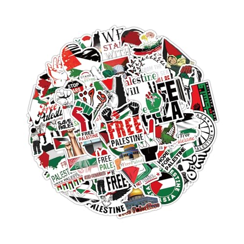 Krilucly 50 Stück Palästina-Aufkleber, Palästina Aufkleber, Schallplatten Vinyl Decal Graffiti Stickers, wasserdichte Vinyl-Aufkleber, für Laptop, Wasserflasche, Auto, Gitarre, Fahrrad von Krilucly