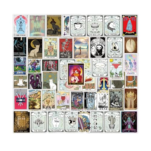 Krilucly 50 Stück Tarot-Aufkleber, Vintage Sticker, Vinyl-Aufkleber mit ästhetischer Dekoration, Cartoon-Aufkleber, personalisierte Graffiti-Aufkleber, für Scrapbooks, Laptops, Wasserflaschen Krilucly 50 Stück Tarot-Aufkleber, Vintage Sticker, Vinyl-Aufkleber mit ästhetischer Dekoration, Cartoon-Aufkleber, personalisierte Graffiti-Aufkleber, für Scrapbooks, Laptops, Wasserflaschen von Krilucly