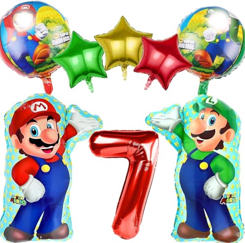 Krilucly 8 Stück Mario Geburtstag Deko 7 Jahre, Geburtstag Set, Kinder Cartoon Anime Geburtstagdeko Party Folienballon Dekorationen Balloons, Luftballons für Junge Mädchen Krilucly 8 Stück Mario Geburtstag Deko 7 Jahre, Geburtstag Set, Kinder Cartoon Anime Geburtstagdeko Party Folienballon Dekorationen Balloons, Luftballons für Junge Mädchen von Krilucly