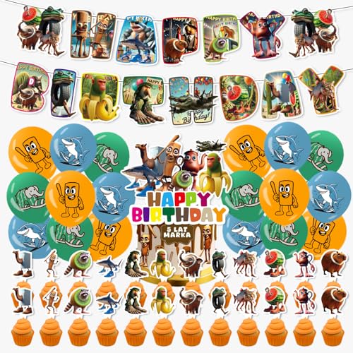 Krilucly Geburtstagsparty-Dekoration, Tung Tung Tung Sahur, mit Banner, Luftballons, Cupcake-Topper, Happy Birthday Dekorationen, Brainrot Geburtstag, Dekoration für Geburtstagsfeier Krilucly Geburtstagsparty-Dekoration, Tung Tung Tung Sahur, mit Banner, Luftballons, Cupcake-Topper, Happy Birthday Dekorationen, Brainrot Geburtstag, Dekoration für Geburtstagsfeier von Krilucly