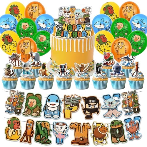 Krilucly Tung Tung Tung Sahur Geburtstagsfeier Dekoration Banner Luftballon Cupcake Topper Happy Birthday Dekorationen Brainrot Geburtstag Mädchen Jungen Krilucly Tung Tung Tung Sahur Geburtstagsfeier Dekoration Banner Luftballon Cupcake Topper Happy Birthday Dekorationen Brainrot Geburtstag Mädchen Jungen von Krilucly