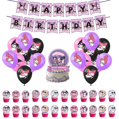 Kurom 44 Stück Dekoration Geburtstag Party Dekorationen Geburtstag Luftballons Party Supplies Dekorationen Banner Geburtstag Luftballons Kuchendekoration für Kinder Jungen Mädchen von Krilucly