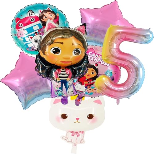 Set mit 7 niedlichen Luftballons zum Geburtstag, 5 Jahre, für Mädchen, Katzen, Thema, Dekoration, Geburtstag für Kinder, Cartoon, Luftballons aus Aluminium, Deko zum Geburtstag für Mädchen Set mit 7 niedlichen Luftballons zum Geburtstag, 5 Jahre, für Mädchen, Katzen, Thema, Dekoration, Geburtstag für Kinder, Cartoon, Luftballons aus Aluminium, Deko zum Geburtstag für Mädchen von Krilucly
