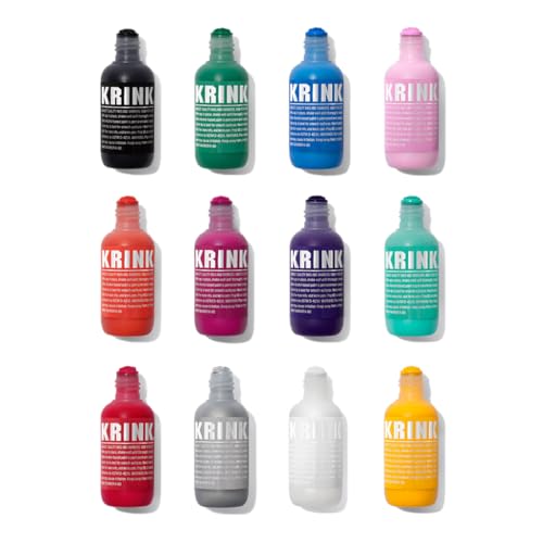 Krink K-60 12-Farben-Marker-Set – lebendige und undurchsichtige Graffiti-Marker für Leinwand, Metall, Glas, Papier und mehr – Permanenter Graffiti-Mopp-Marker auf Alkoholbasis für dauerhafte Etiketten von Krink
