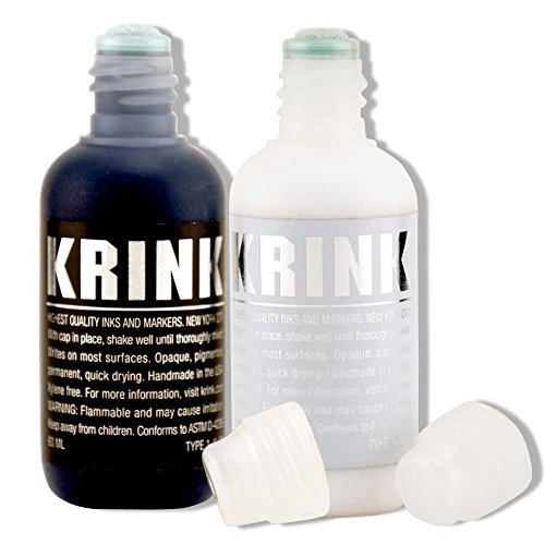 Krink K-60 Farbmarker, 2-teiliges Set mit 2 K-60 Markern, Schwarz und Weiß, 60-ml-Flaschen mit 12-mm-Spitzen Krink K-60 Farbmarker, 2-teiliges Set mit 2 K-60 Markern, Schwarz und Weiß, 60-ml-Flaschen mit 12-mm-Spitzen von Krink