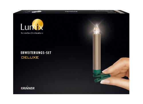 Krinner 74255 LUMIX DELUXE Erweiterungs-Set Cashmere IR, 5 champagnerfarbene, kabellose LED-Christbaumkerzen mit Batterien, in warm-weißen Licht von Lumix