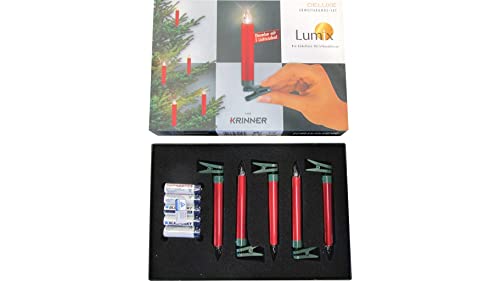 Krinner Lumix Deluxe Erweiterungs-Set rot 74156 5x rote, kabellose LED-Christbaumkerzen mit Batterien, in warm-weißen Licht;dimmbar von Krinner