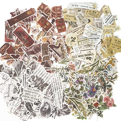 300 Stück Vintage Dekorative Aufkleber, Scrapbooking Sticker Blumen Retro Washi Aufkleber, 4 Sammelalbum Aufkleber für Sammelalbum, Fotoalbum, Aufzählungszeichen.… von Kriovoa