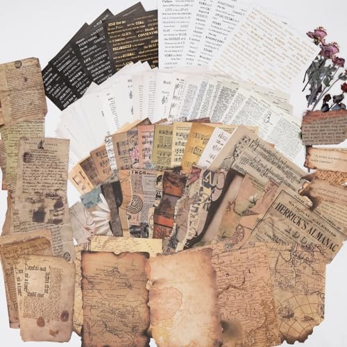 Kriovoa 183 Stück +8 Sheets Vintage Scrapbooking Papier mit Scrapbook Sticker Sprüche, Retro Scrapbook Zubehör Set für Fotoalbum Sammelalbum Journal.… von Kriovoa