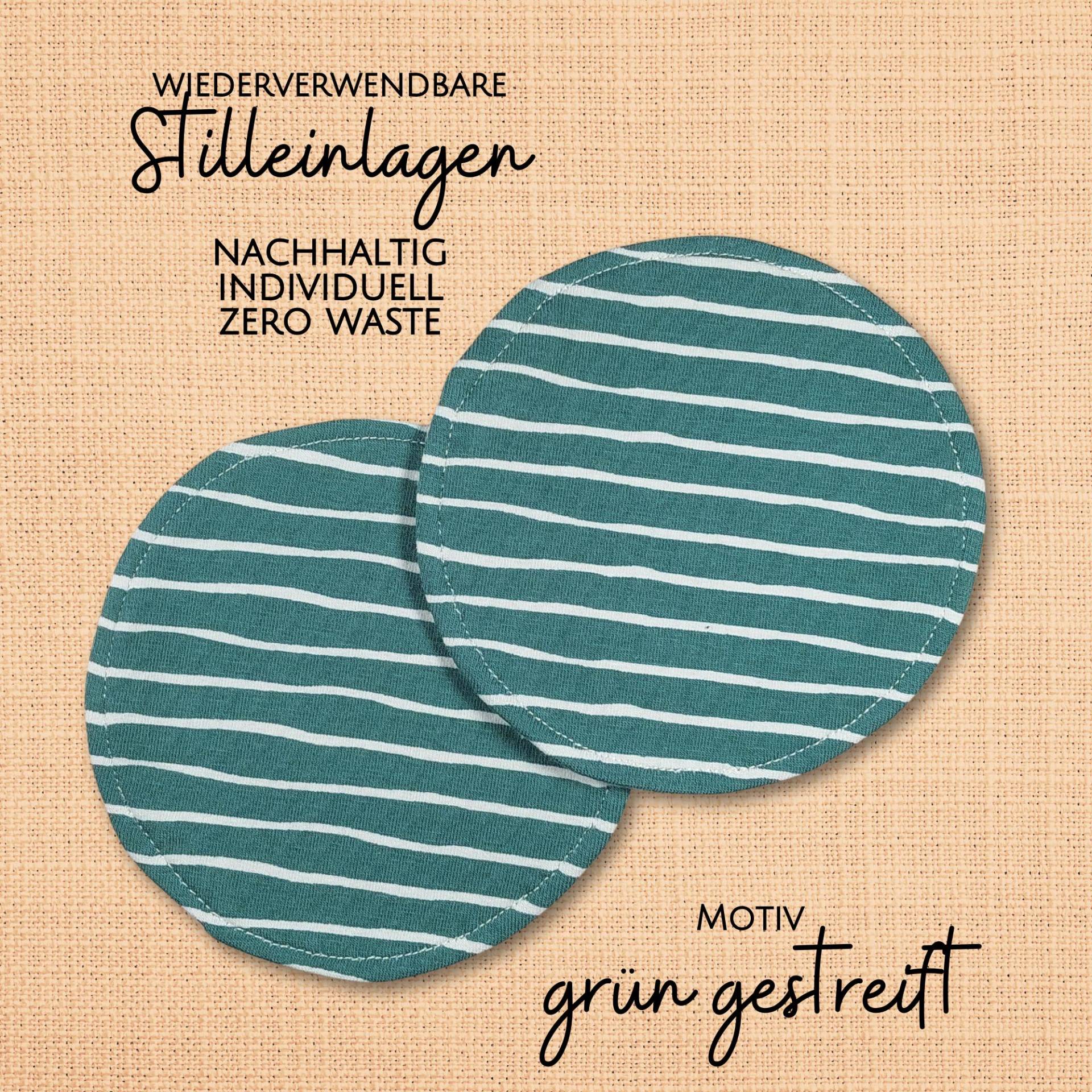 Waschbare - Wiederverwendbare Stilleinlagen Stillpads Aus Bio Öko Baumwolle "Grün Gestreift" Waschbare - Wiederverwendbare Stilleinlagen Stillpads Aus Bio Öko Baumwolle "Grün Gestreift" von Kristallnadel
