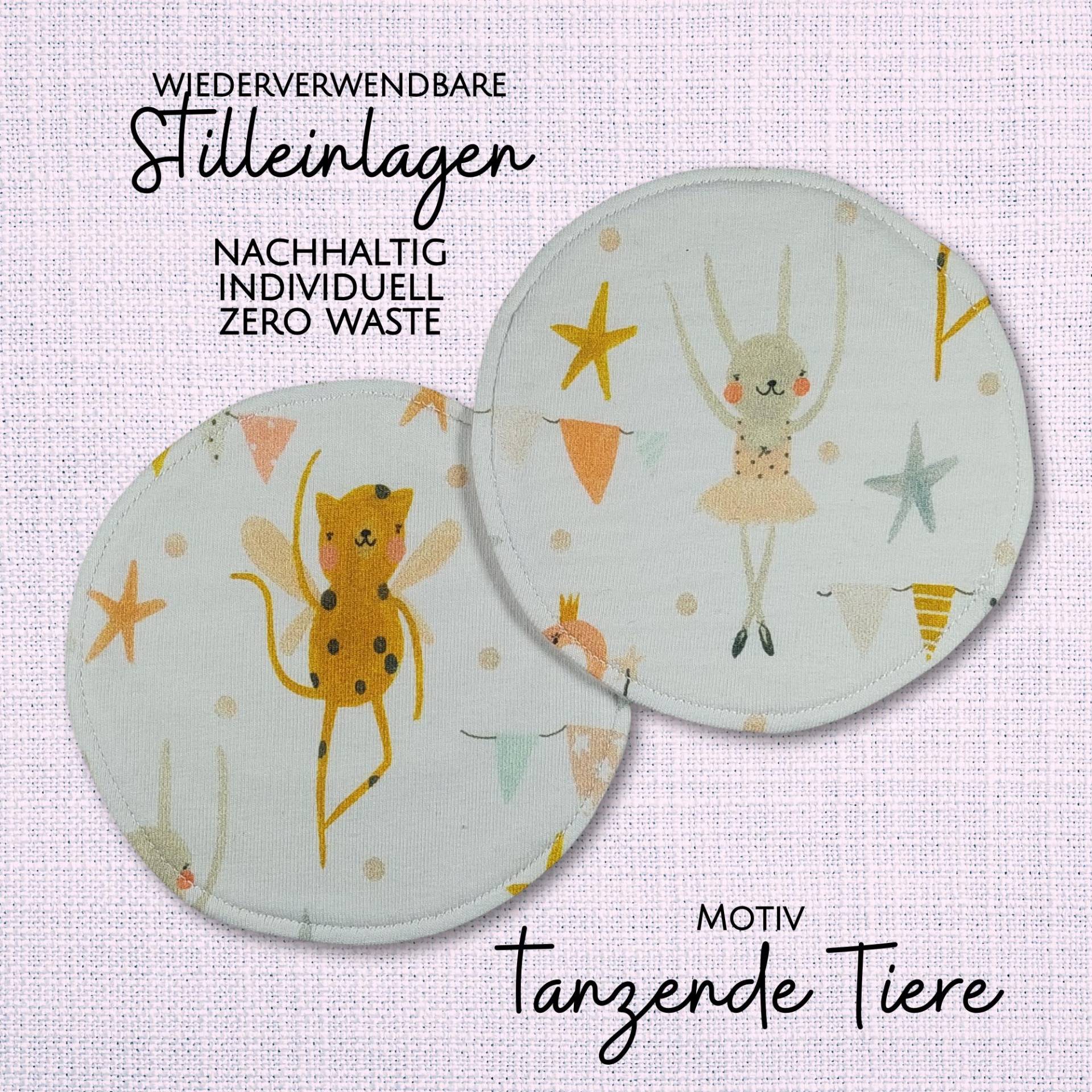 Waschbare - Wiederverwendbare Stilleinlagen Stillpads Aus Bio Öko Baumwolle "Tanzende Tiere" Waschbare - Wiederverwendbare Stilleinlagen Stillpads Aus Bio Öko Baumwolle "Tanzende Tiere" von Kristallnadel